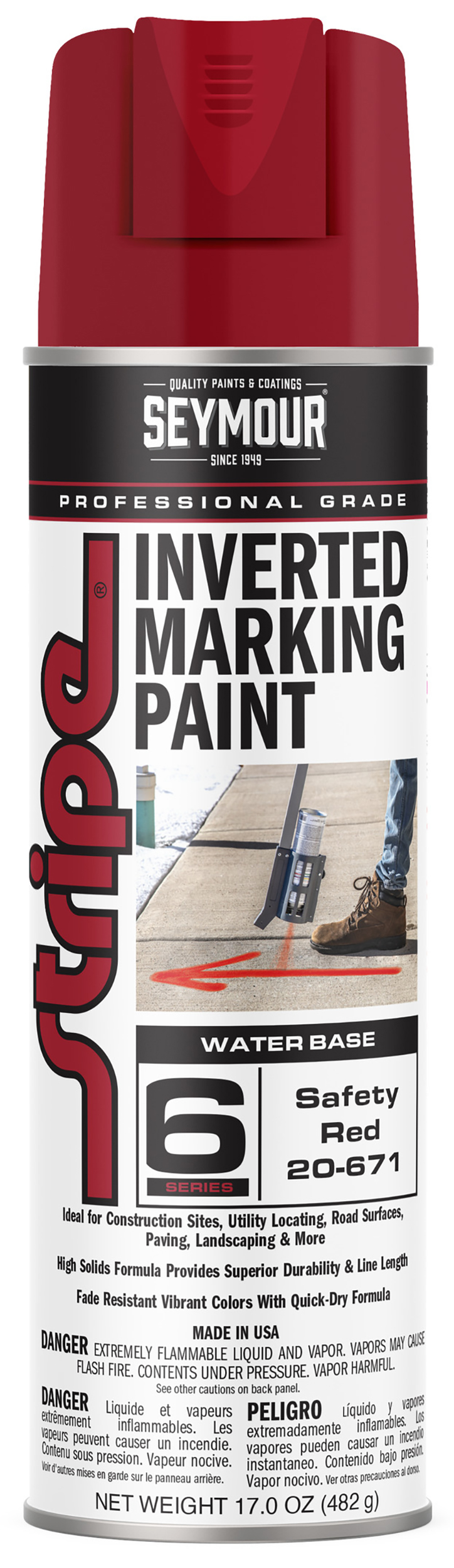 Seymour Stripe 3-Series Fluorescent Pink Inverted Ground Marking Paint - Fast Dry For Overhead Pipes & Ducts (15oz, Pack Of 4) - View #5